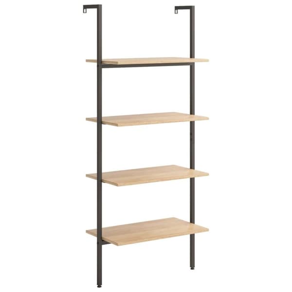 vidaXL stigereol med 4 hylder 64x35x152,5 cm lysebrun og sort