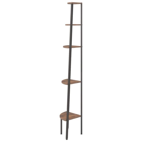 vidaXL 5-kerroksinen kulmahylly tummanruskea ja musta 45,5x31,5x180 cm