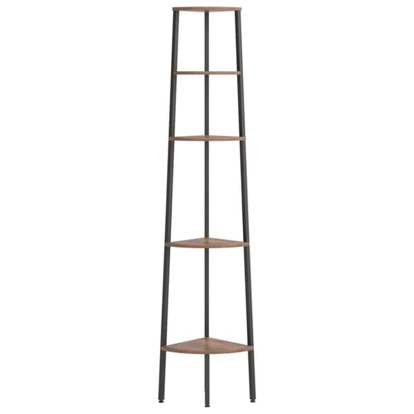 vidaXL 5-kerroksinen kulmahylly tummanruskea ja musta 45,5x31,5x180 cm