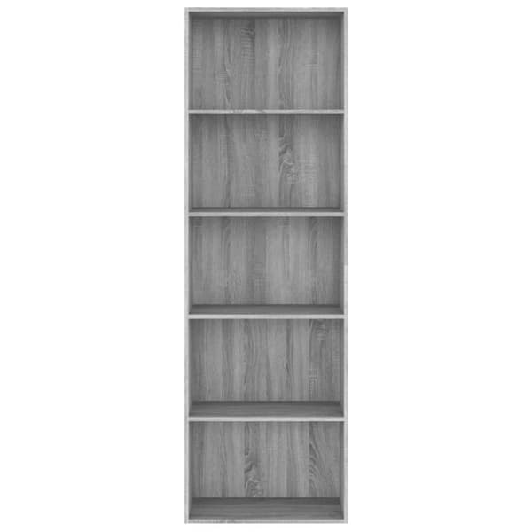 vidaXL bogreol m. 5 hylder 60x30x189 cm konstrueret træ grå sonoma
