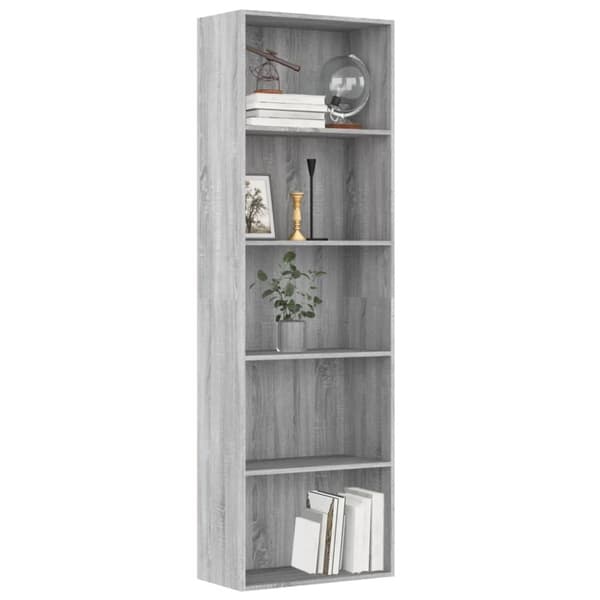 vidaXL bogreol m. 5 hylder 60x30x189 cm konstrueret træ grå sonoma