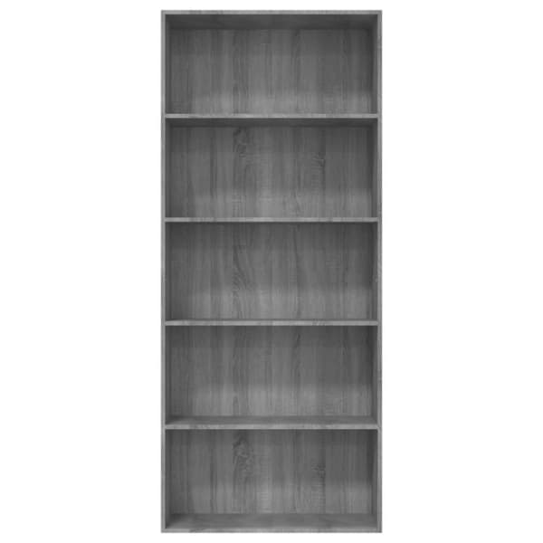 vidaXL bogreol m. 5 hylder 80x30x189 cm konstrueret træ grå sonoma