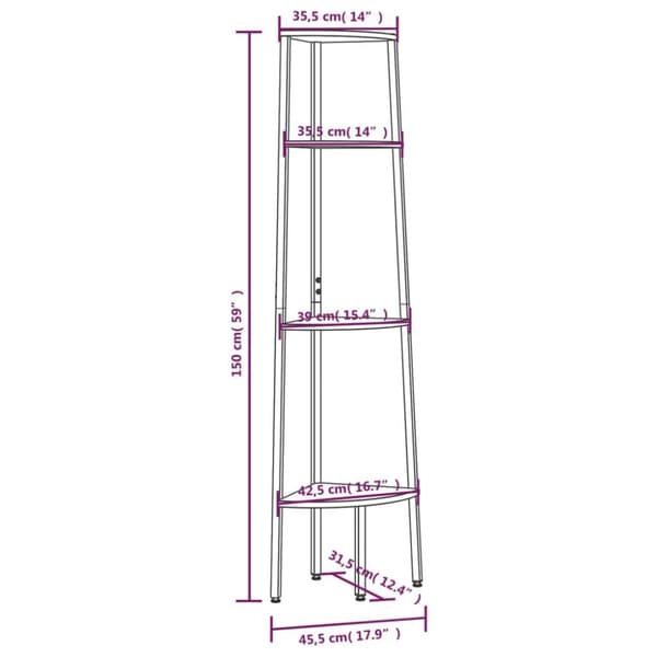 vidaXL stigereol med 4 hylder 45,5x31,5x150 cm lysebrun og sort