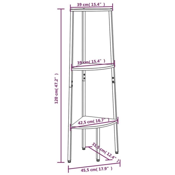 vidaXL stigereol med 3 hylder 45,5x31,5x120 cm sort
