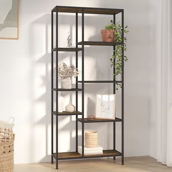 vidaXL bogreol 80x30x180 cm stål og konstrueret træ