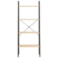 Miniatyrbillede 2 af 9: vidaXL stigereol med 4 hylder 56x35x140 cm lysebrun og sort