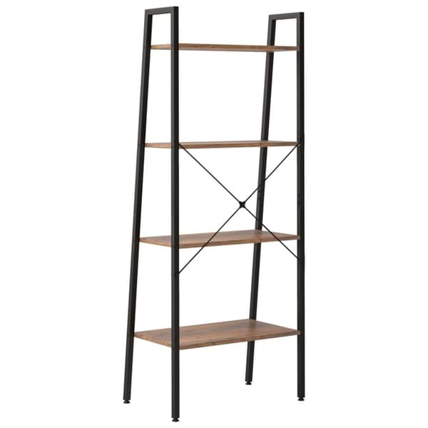 vidaXL stigereol med 4 hylder 56x35x140 cm mørkebrun og sort