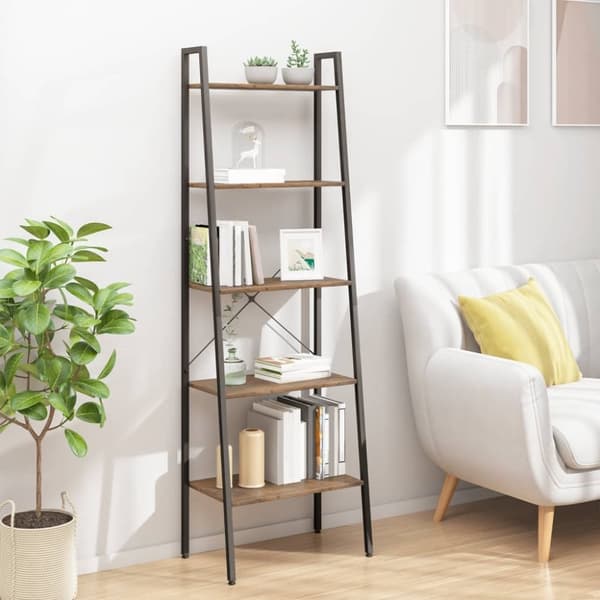 vidaXL stigereol med 5 hylder 56x35x174 cm mørkebrun og sort