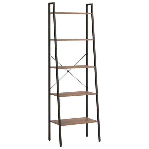 vidaXL 5-kerroksinen lattiahylly tummanruskea ja musta 56x35x174 cm