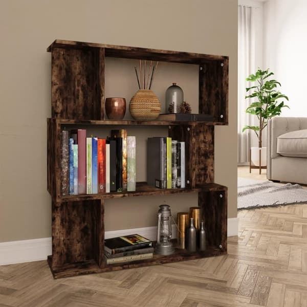 vidaXL bogreol/rumdeler 80x24x96 cm konstrueret træ røget egetræ