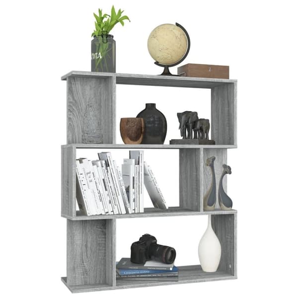 vidaXL bogreol/rumdeler 80x24x96 cm konstrueret træ grå sonoma-eg