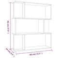 Miniatyrbillede 8 af 9: vidaXL bogreol/rumdeler 80x24x96 cm konstrueret træ brun eg