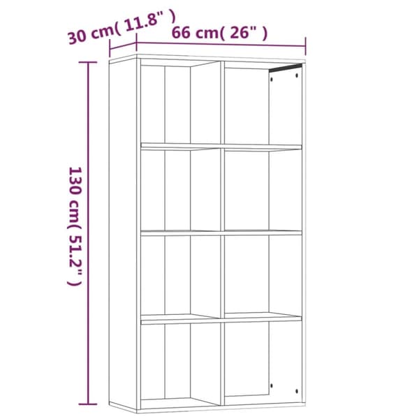 vidaXL bogreol/skænk 66x30x130 cm konstrueret træ røget egetræ