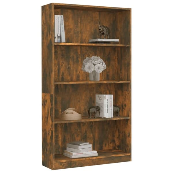 vidaXL bogreol m. 4 hylder 80x24x142 cm konstrueret træ røget egetræ