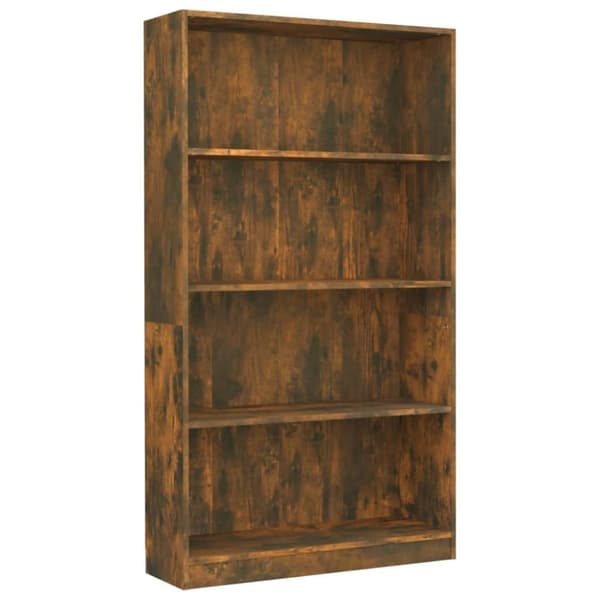 vidaXL bogreol m. 4 hylder 80x24x142 cm konstrueret træ røget egetræ