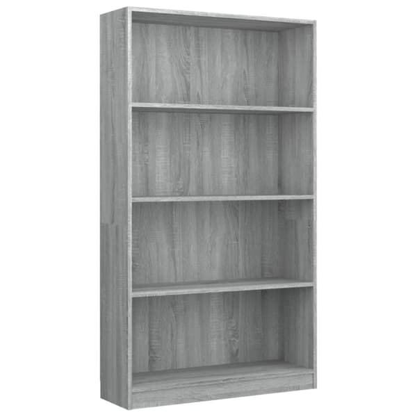 vidaXL bogreol m. 4 hylder 80x24x142 cm konstrueret træ grå sonoma