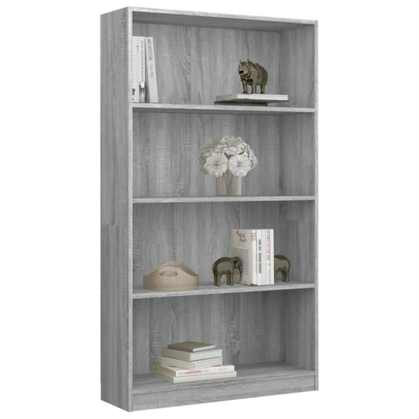 vidaXL bogreol m. 4 hylder 80x24x142 cm konstrueret træ grå sonoma