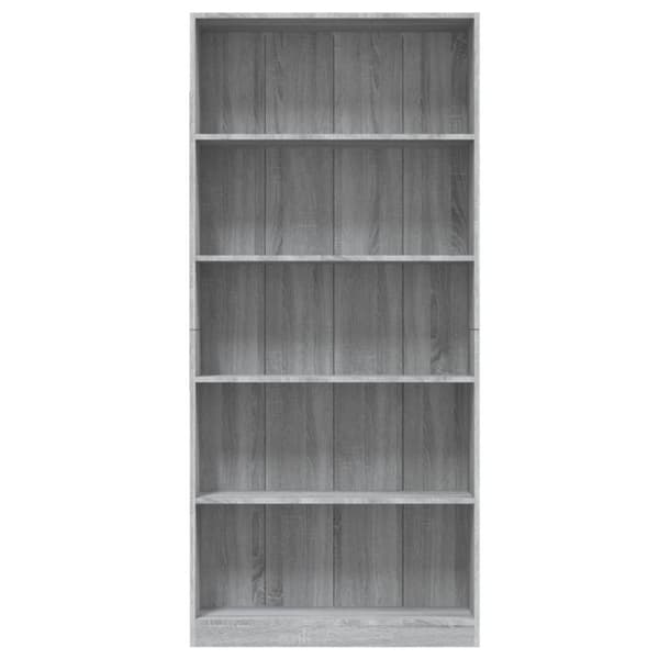 vidaXL bogreol med 5 hylder 80x24x175 cm konstrueret træ grå sonoma-eg