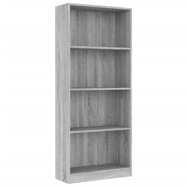 vidaXL bogreol m. 4 hylder 60x24x142 cm konstrueret træ grå sonoma