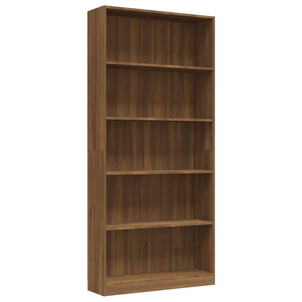 vidaXL Bokhylla 5 hyllor Brun ek 80x24x175 cm konstruerat trä