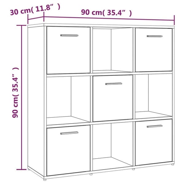 vidaXL bogreol 90x30x90 cm konstrueret træ røget egetræ