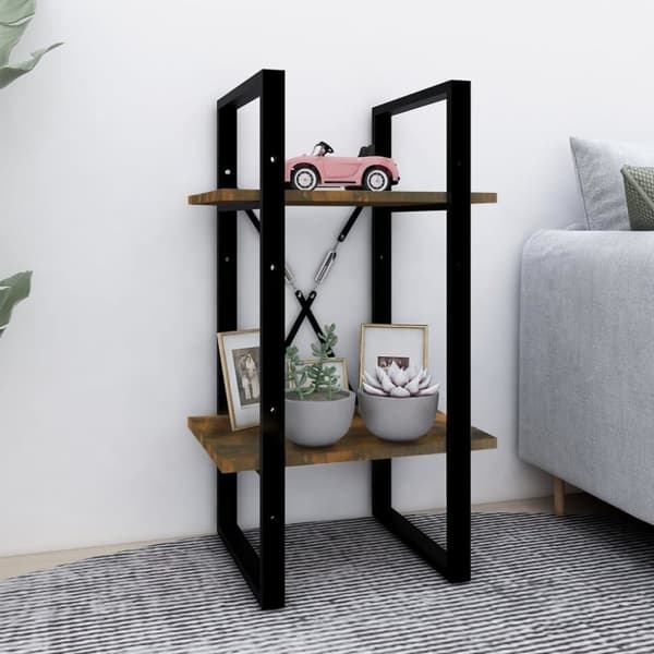vidaXL bogreol m. 2 hylder 40x30x70 cm konstrueret træ røget egetræ