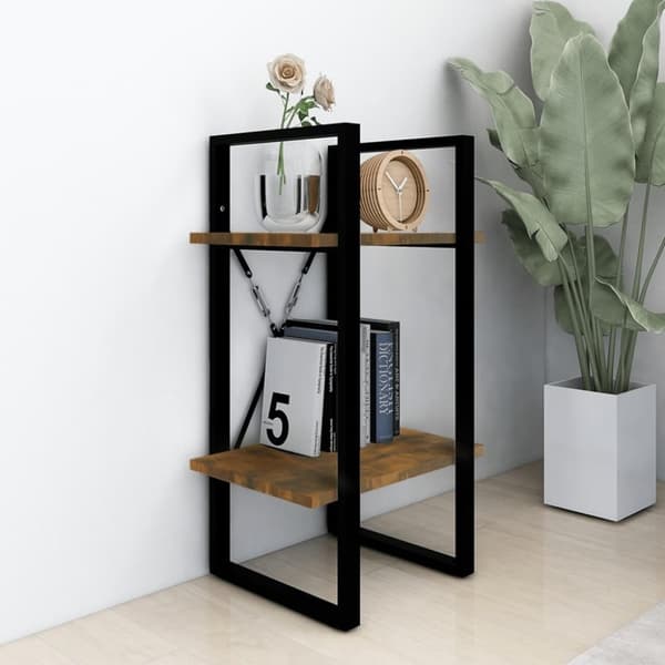 vidaXL bogreol m. 2 hylder 40x30x70 cm konstrueret træ røget egetræ