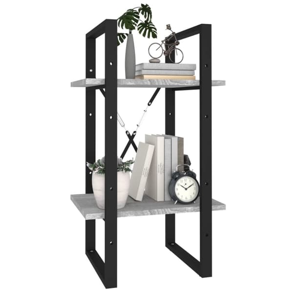 vidaXL bogreol m. 2 hylder 40x30x70 cm konstrueret træ grå sonoma