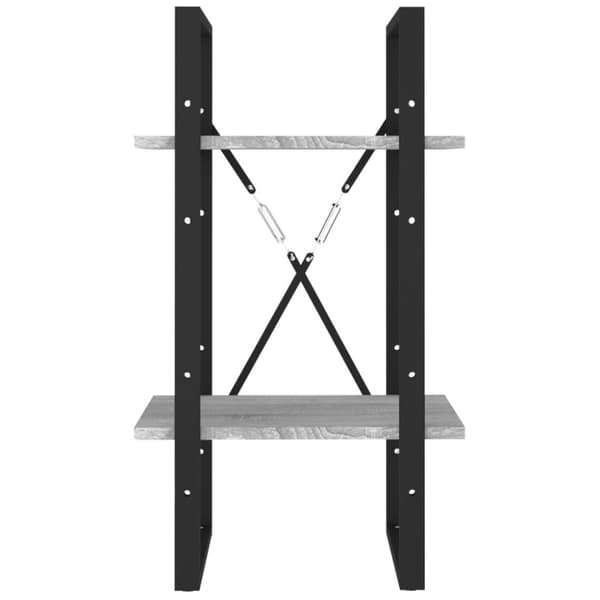 vidaXL bogreol m. 2 hylder 40x30x70 cm konstrueret træ grå sonoma