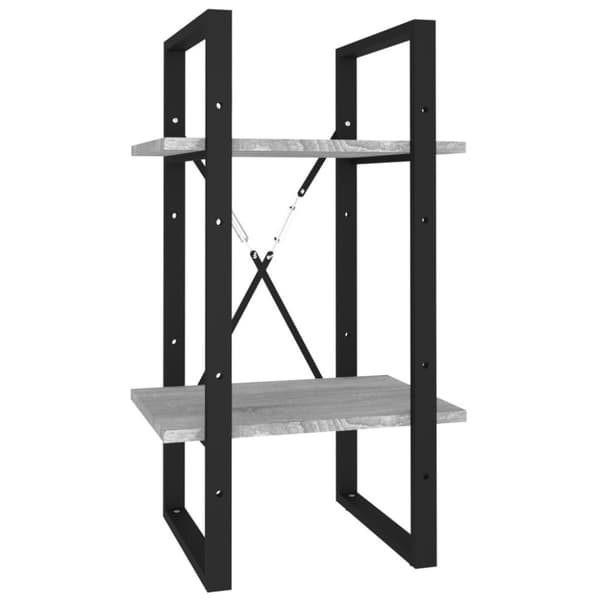vidaXL bogreol m. 2 hylder 40x30x70 cm konstrueret træ grå sonoma