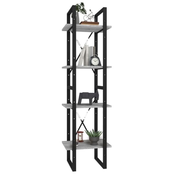 vidaXL bogreol m. 4 hylder 40x30x140 cm konstrueret træ grå sonoma