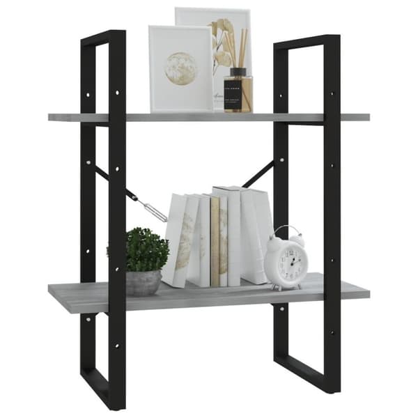 vidaXL bogreol m. 2 hylder 60x30x70 cm konstrueret træ grå sonoma