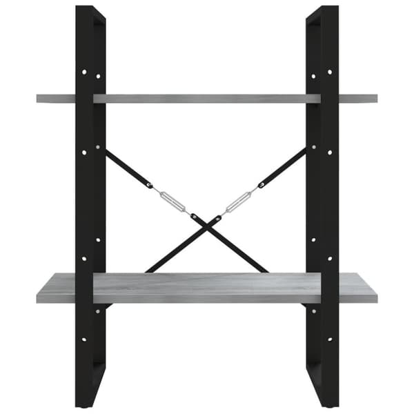 vidaXL bogreol m. 2 hylder 60x30x70 cm konstrueret træ grå sonoma
