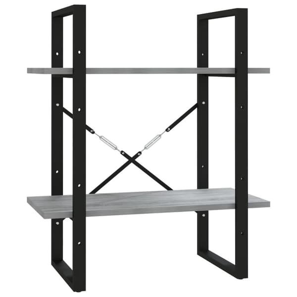 vidaXL bogreol m. 2 hylder 60x30x70 cm konstrueret træ grå sonoma