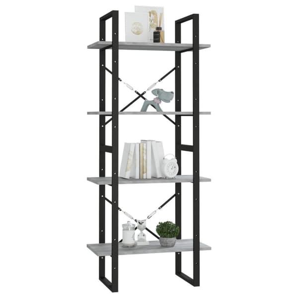 vidaXL bogreol m. 4 hylder 60x30x140 cm konstrueret træ grå sonoma