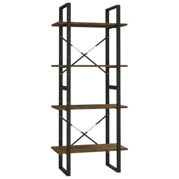 vidaXL bogreol m. 4 hylder 60x30x140 cm konstrueret træ brun egetræ
