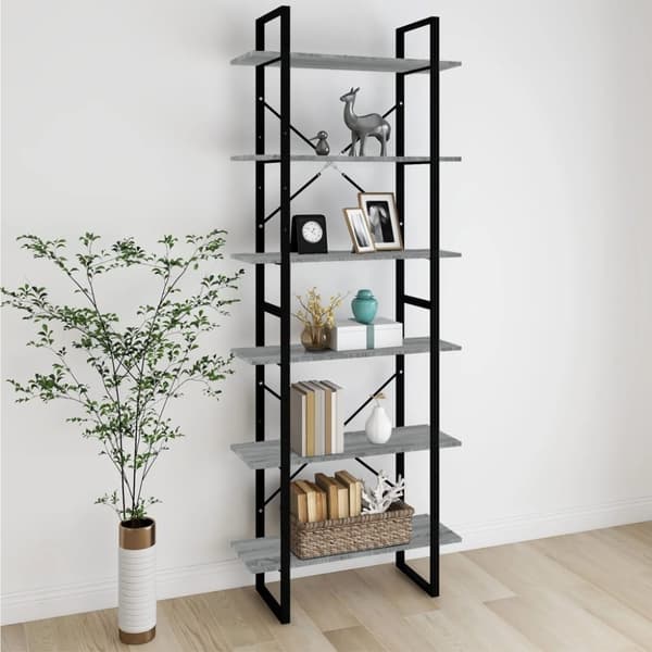 vidaXL Korkea hylly harmaa Sonoma 80x30x210 cm tekninen puu