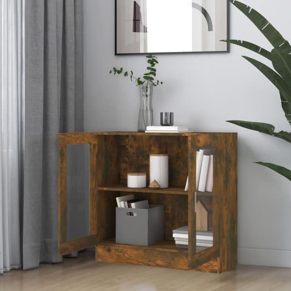 vidaXL vitrineskab 82,5x30,5x80 cm konstrueret træ røget egetræ