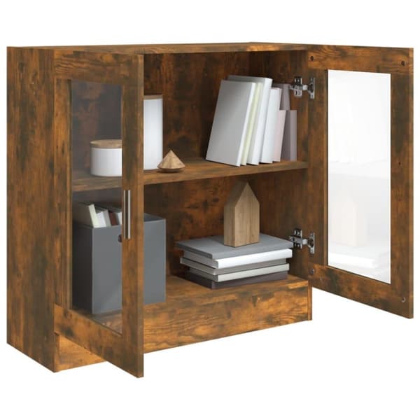 vidaXL vitrineskab 82,5x30,5x80 cm konstrueret træ røget egetræ