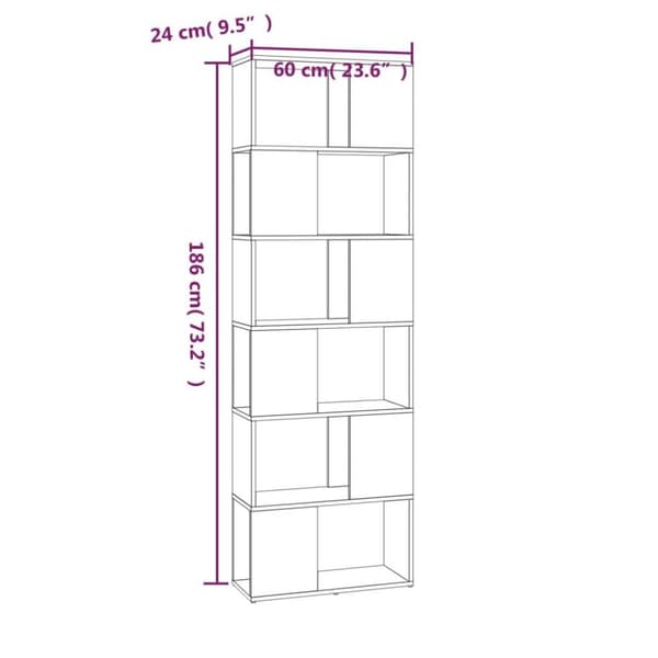 vidaXL bogreol/rumdeler 60x24x186 cm brun egetræ