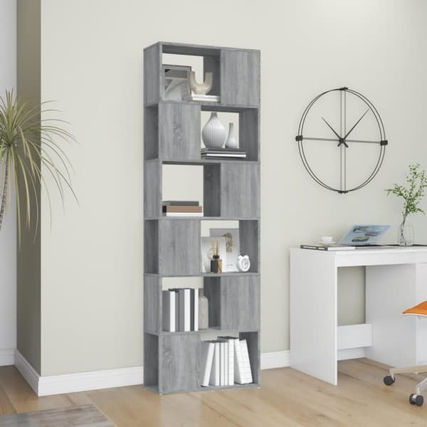 vidaXL bogreol/rumdeler 60x24x186 cm grå sonoma-eg