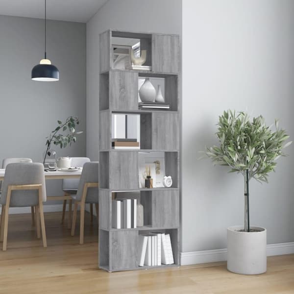 vidaXL bogreol/rumdeler 60x24x186 cm grå sonoma-eg