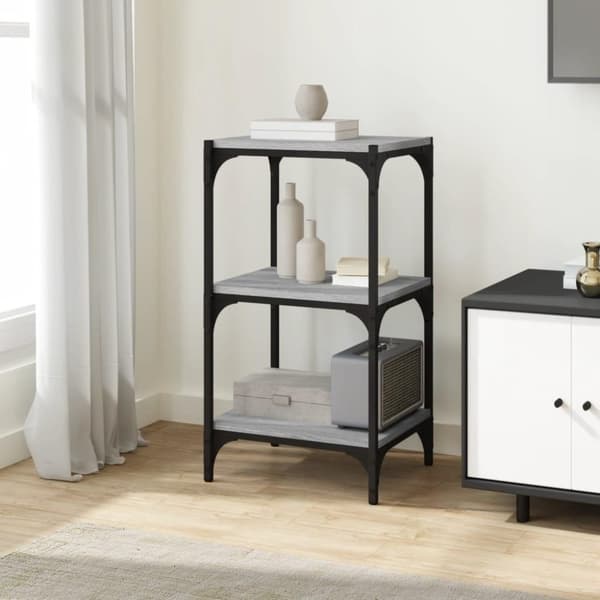 vidaXL bogreol 40x33x70,5 cm konstrueret træ og stål grå sonoma-eg