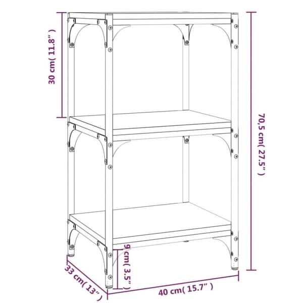 vidaXL bogreol 40x33x70,5 cm konstrueret træ og stål grå sonoma-eg