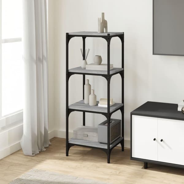 vidaXL bogreol 40x33x100 cm konstrueret træ og stål grå sonoma-eg