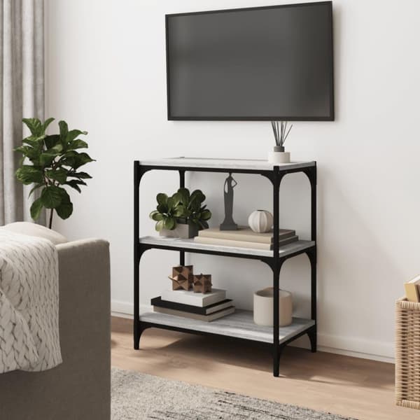vidaXL bogreol 60x33x70,5 cm konstrueret træ og stål grå sonoma-eg