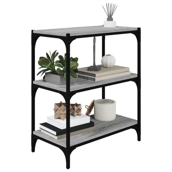 vidaXL bogreol 60x33x70,5 cm konstrueret træ og stål grå sonoma-eg