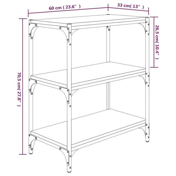 vidaXL bogreol 60x33x70,5 cm konstrueret træ og stål grå sonoma-eg