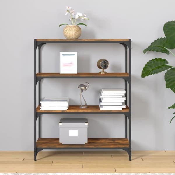 vidaXL bogreol 80x33x100 cm konstrueret træ og stål røget egetræ