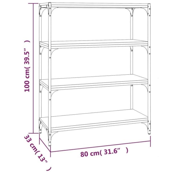 vidaXL bogreol 80x33x100 cm konstrueret træ og stål røget egetræ